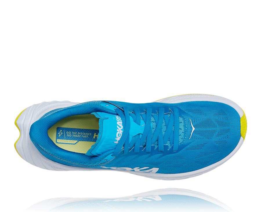 Hoka Australia One One Carbon X 2 - Womens Running Shoes Blue/White - UKOZY-4916